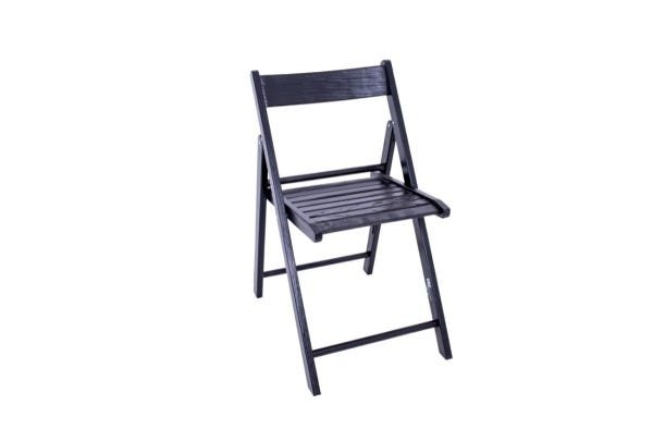 Conjunto de Mesa Dobrável de Madeira Redonda com 2 Cadeiras Classic Black - Une Móveis - 4