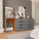 Ver imagem 1 de Conjunto Cômoda Penteadeira com Espelho 8 Gavetas 210cm Madrid Politorno Móveis