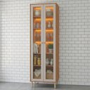 Ver imagem 1 de Cristaleira com LED 2 Portas Reflecta 70 cm Divina Brilhante Celeste Bege/Cinamomo/Offwhite