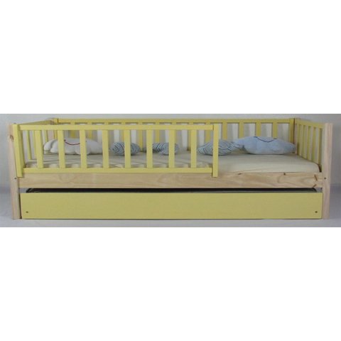 Bicama Infantil Solteiro Base Colorida Madeira Maciça Pinus Grade Vertical