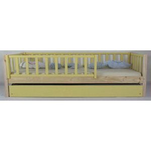 Bicama Infantil Solteiro Base Colorida Madeira Maciça Pinus Grade Vertical