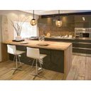 Ver imagem 4 de Kit 2 Pendente Preto Bancada Cozinha Cabeceira de Cama + Led Arevo Iluminação Jabuticaba VIDRO ÂMBAR