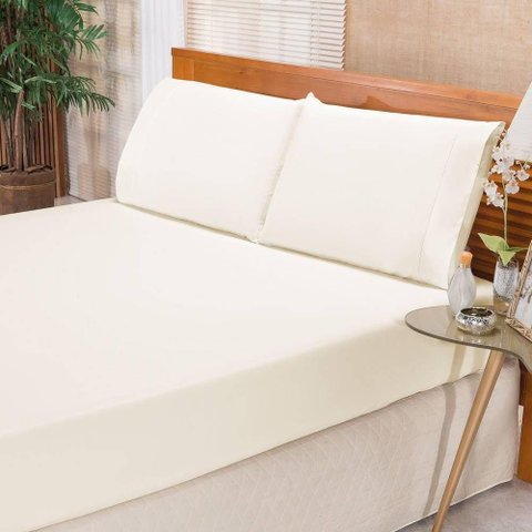 Jogo de Cama Ponto Palito Percal 180 Fios Elegance Solteiro 02 Peças - Palha