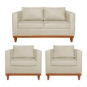 Ver imagem 1 de Kit Sofá 3 Lugares e 2 Poltronas Europa 180 cm Estilo Conforto e Elegância Suede Bege - ADJ Decor