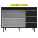 Ver imagem 3 de Balcão Gabinete Pia Andréia sem Tampo 120cm e Armário para Cooktop 02 Portas Preto - Abmaza
