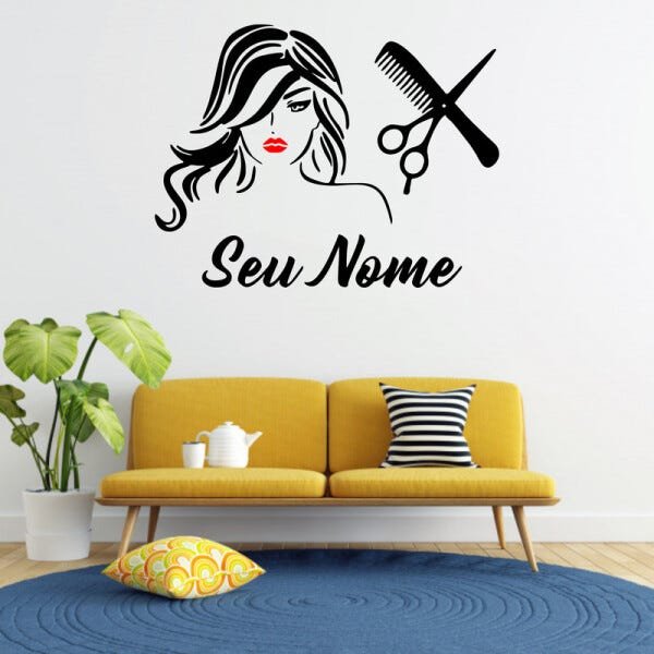 Adesivo De Parede Salão De Beleza Personalizado C2373 | MadeiraMadeira