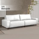 Ver imagem 2 de Sofá Decorativo Sala de Estar Metropole 4 Lugares 240cm Bipartido Couro Branco - Mozzelar