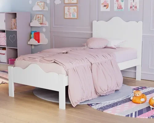 Cama Solteiro Nina Branca 100% Mdf c/ Colchão Solteiro -Basoto - 4