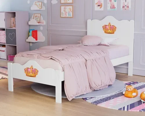 Cama Solteiro Nina Branca 100% Mdf c/ Colchão Solteiro -Basoto - 2