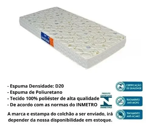 Cama Solteiro Nina Branca 100% Mdf c/ Colchão Solteiro -Basoto - 5