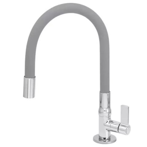 Torneira Cozinha Bica Flexível 5/8 Cinza Rainha Bancada 1/4v