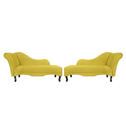 Combo 2 Recamier Namoradeira Divã Lado Direito e Esquerdo Olivia Suede Amarelo - Ds Estofados