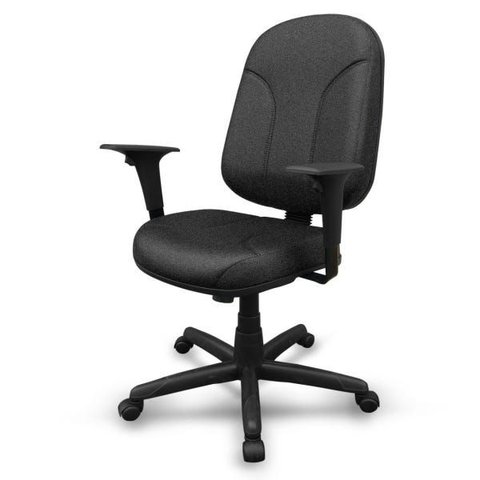 Cadeira de Escritório Presidente Baixa Plus com Braços Reguláveis - Poliéster Preto - Plaxmetal