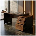 Ver imagem 2 de Mesa Escritório Pedestal Reta c/ Vidro 1,92x0,70m 3 Gavetas Workstart Nogal Sevilha/Preto