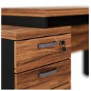 Ver mais imagens de Mesa Escritório Pedestal Reta c/ Vidro 1,92x0,70m 3 Gavetas Workstart Nogal Sevilha/Preto