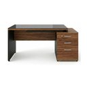 Ver imagem 1 de Mesa Escritório Pedestal Reta c/ Vidro 1,92x0,70m 3 Gavetas Workstart Nogal Sevilha/Preto