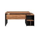 Ver imagem 7 de Mesa Escritório Pedestal Reta c/ Vidro 1,92x0,70m 3 Gavetas Workstart Nogal Sevilha/Preto