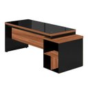 Ver imagem 4 de Mesa Pedestal Reta com Vidro (03 Gav.) - 1,92x0,70M - Workstart - Nogal Sevilha/Preto - 21399