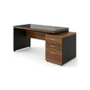 Ver imagem 3 de Mesa Escritório Pedestal Reta c/ Vidro 1,92x0,70m 3 Gavetas Workstart Nogal Sevilha/Preto