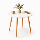 Ver imagem 2 de Mesa Jantar Sofia Redonda 80cm Branco Plus 18mm Pés de Madeira Natural Marin