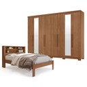 Ver imagem 1 de Guarda Roupa Casal 8 Portas 4 Gavetas Master New com Espelho e Pés e Cama Casal Invicta Jatobá