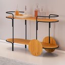 Ver imagem 1 de Carrinho Bar Órbita em Madeira Maciça Mel Estrutura em Metal Preto