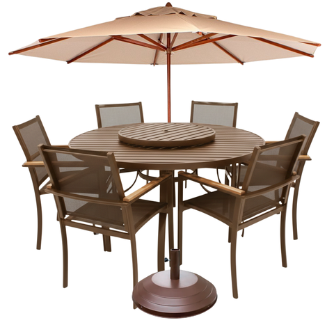 Conjunto de Mesa Jardim 6 Cadeiras Tela Sling Premium Ombrelone Área Externa Nossa Kasa