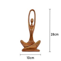 Estatueta Mulher Estilizada Mãos pra Cima 28cm Gesso Marrom - 3