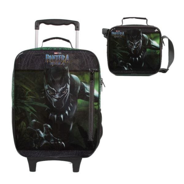 Mochila De Rodinha Escolar Plus Pantera Negra Com Lancheira - 1