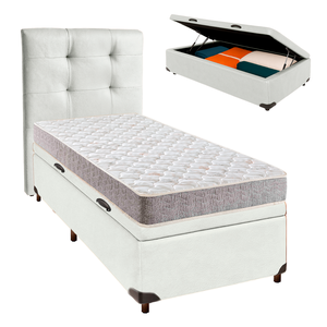 Kit Cama Box Bau + Cabeceira + Colchão Solteiro D23 - D23 - Inducol
