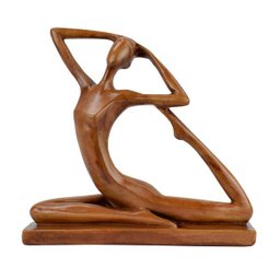 Estatueta Bailarina Estilizada 22cm Gesso Marrom - 1