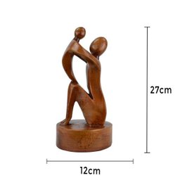 Estatueta Mae com Filho Base Alta 26cm Gesso Marrom - 2