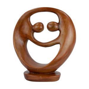 Estatueta Casal Unidos Estilizado 30cm Gesso Marrom
