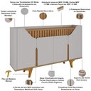 Ver imagem 7 de Aparador Buffet Devon B02 Rústico 4 Portas MDF-MDP 160cm Off White Lyam Decor
