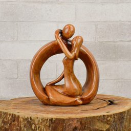 Estatueta Casal Estilizado 20cm Gesso Marrom - 3