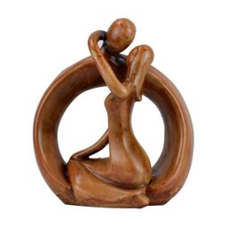 Estatueta Casal Estilizado 20cm Gesso Marrom - 1