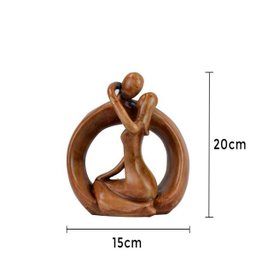 Estatueta Casal Estilizado 20cm Gesso Marrom - 2