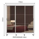 Ver imagem 3 de Guarda-Roupa Casal Madesa Lyon Plus 3 Portas de Correr de Espelho 4 Gavetas com Pés Branco Cor:Branc