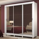 Ver imagem 1 de Guarda-Roupa Casal Madesa Lyon Plus 3 Portas de Correr de Espelho 4 Gavetas com Pés Branco Cor:Branc