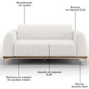 Ver imagem 3 de Sofá 210cm 3 Lugares Base Gold Molino D06 PU C-12 Branco - Mpozenato