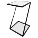 Ver imagem 1 de Mesa de Canto Modelo Industrial Lateral em Z Sieger Decoração para Sala Preto/Branco