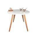 Ver imagem 1 de Mesa Jantar Pés Palitos Tampo Redondo Vidro Laqueado 80cm Branco