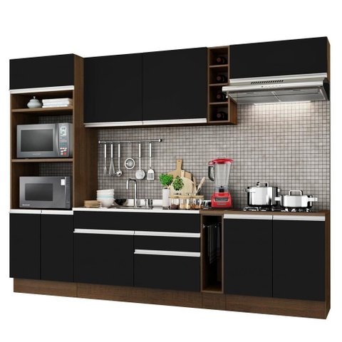 Cozinha Completa com Armário e Balcão Vicenza Preto Madesa