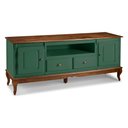 Ver imagem 2 de Rack para Sala com Pés Luis Xv 2 Portas 2 Gavetas e Nicho 60812m Hannover -verde Musgo/imbuia Glazer