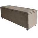 Ver imagem 6 de Kit Cabeceira e Recamier Baú Estofado Veneza Diamond Linho Bege Casal Rbl