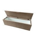 Ver imagem 4 de Kit Cabeceira e Recamier Baú Estofado Veneza Diamond Linho Bege Casal Rbl