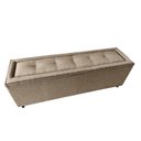 Ver imagem 3 de Kit Cabeceira e Recamier Baú Estofado Veneza Diamond Linho Bege Casal Rbl