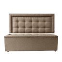 Ver imagem 2 de Kit Cabeceira e Recamier Baú Estofado Veneza Diamond Linho Bege Casal Rbl