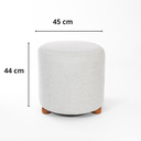 Ver imagem 3 de Puff Turim Decorativo Tecido Linho Banqueta Redondo Pés de Madeira