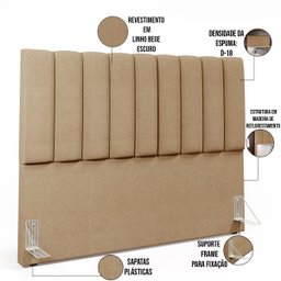 Cabeceira Cama Box Queen 160 cm Dália W01 Linho Bege Escuro - Lyam Decor - 4